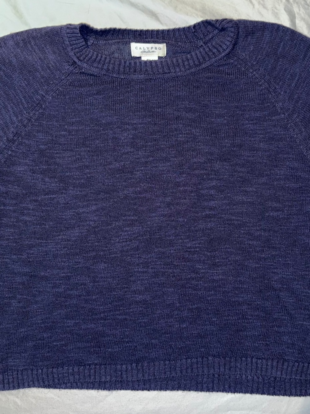 Calypso St. Barth Women's Blue Linen Cotton Knit Sweater Size L